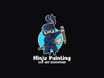 Ninja Painting art branding cartoon design drawing graphic design icon illustration logo mascot media ninja painting sticker vector