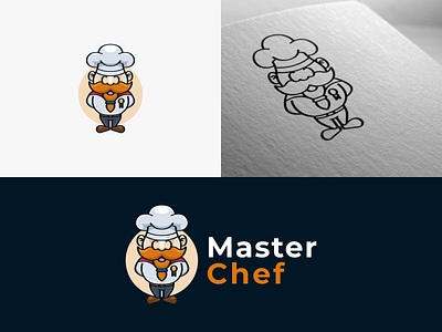 Master chef bar brand cafe cartoon cartoon vector chef design food illustration logo mascot restaurant sticker