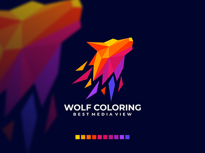 Wolf coloring animal art branding colorful company design digital icon identity illustration logo logo design mascot brand media vector wolf
