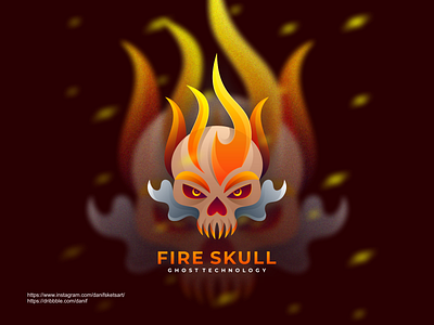 Fire skull art branding colorful company design devil fire ghost graphic design halloween icon illustration logo logos mark mascot media skull vector