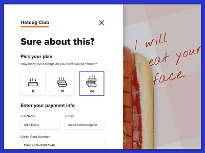 002 / Checkout Flow 002 checkout dailyui hotdog