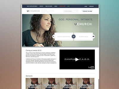 Church Website banner church header layout mockup search video website wip