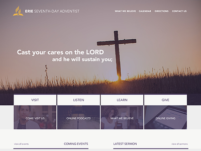 Church Website Homepage church gold mockup purple