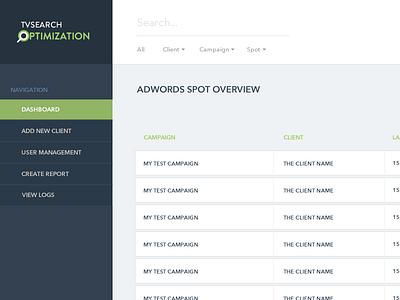 Adwords App Dashboard