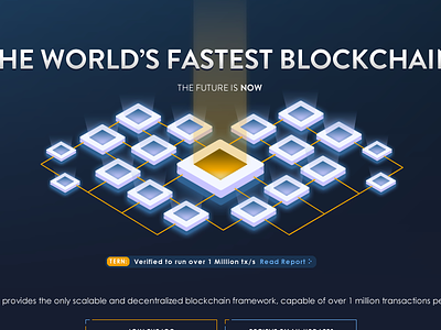 Blockchain Homepage Illustration blockchain blue homepage illustration landing page orange website white