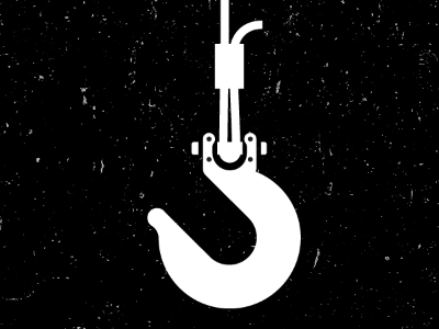 Hooked black and white hook icon