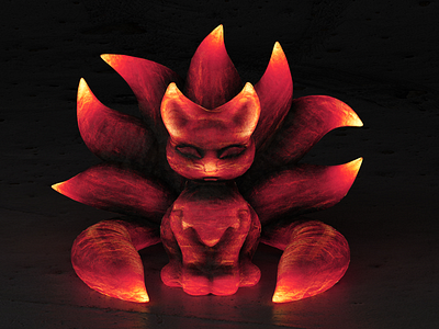 Kitsune 3d cinema 4d figurine fox kitsune wannabelike с4d