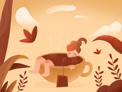 hot tub tea autumn bath bathtub comfort cup dribbbleweeklywarmup fall hot tea hot tub leaf leaves me time october season sleep sleepy tea tree warm weeklywarmup