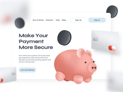 Payment Security UI 3d clean design illustration money payment pig playoffs secure security ui vector web design website white