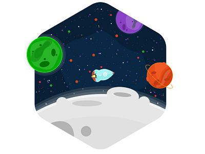 Space Mission v2 colorful design dribbble graphic graphic design illustration planets rocket space vector