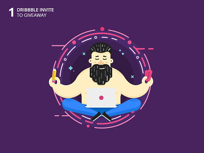 1 Dribbble invite to give away clean dribbble flat giveaway graphic design illustration invite man red simple vector