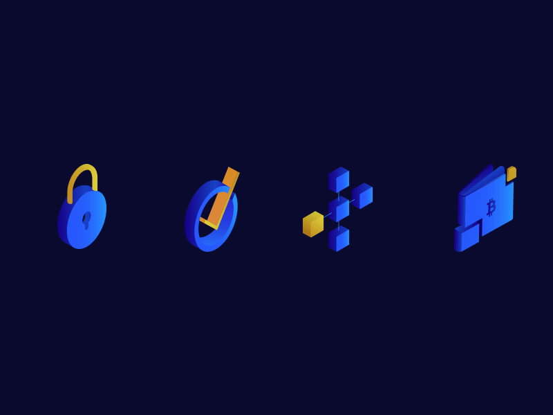 Isometric ICO icons by Andrew Sereda for Qubstudio UX/UI & Branding