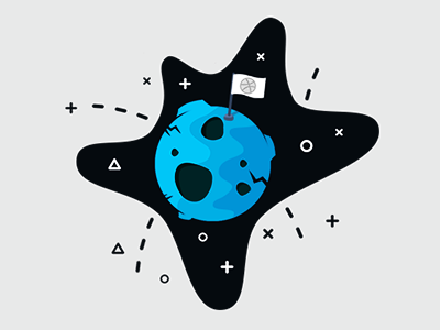 Dribbble x2 black blue cosmos draft dribbble dribble flag invite logo planet space white