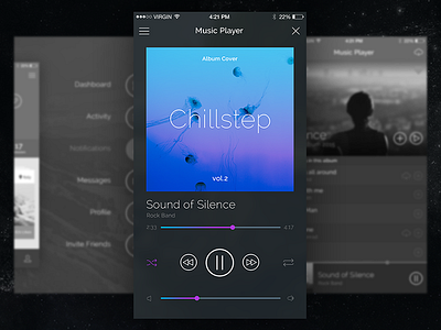 Cosmo Mobile UI Kit - Music Player design download ios ios8 iphone6 kit login mobile music player profile ui