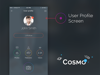 Cosmo UI - User Profile design download ios ios8 iphone6 kit login mobile music player profile ui