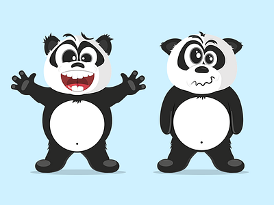 Crazy Pandas for secret project animal app character crazy design emoticon flat illustration mobile overwhelmed panda social