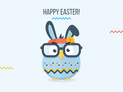 Happy Easter! bird character easter egg funny geek lululo nerd rabbit