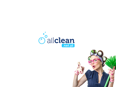 AllClean Logo bubbles clean cleaner girl vacuum wash woman