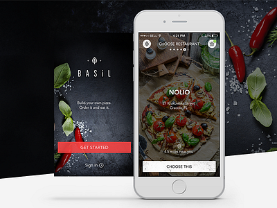 Basil - Build your own Pizza - iOS App app basil checkout ios login mobile order pizza restaurant ui ux