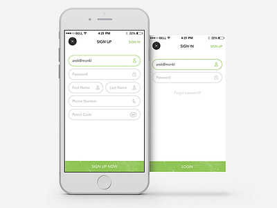 Basil - Login & Sign Up - Mobile iOS clean flat ios login mobile restaurant screen signup ui ux