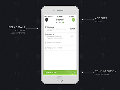 Basil - Checkout basket checkout ios mobile order payment pizza ui ux