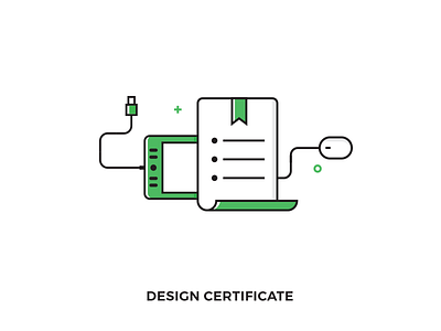 Design Certificate Illustration black certificate design flat green icon illustration mouse outline stroke tablet wacom
