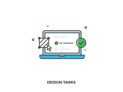 Design Tasks Illustration black checkbox design flat green icon illustration mouse outline stroke task vector