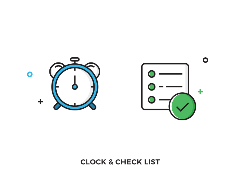 Clock & Check List Illustration by Arek Płatek on Dribbble
