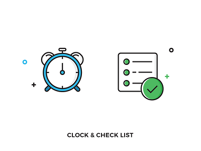 Clock & Check List Illustration black check clock flat green icon illustration list outline stroke task