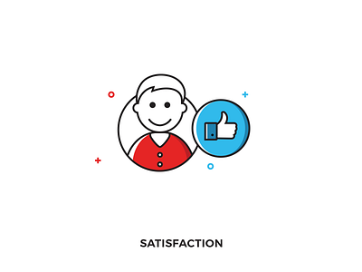 User Satisfaction Illustration blue icon like outline red satisfaction user