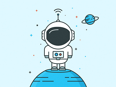 Astronaut Illustration astronaut cosmonaut cosmos design flat icon illustration inspace planet space stars