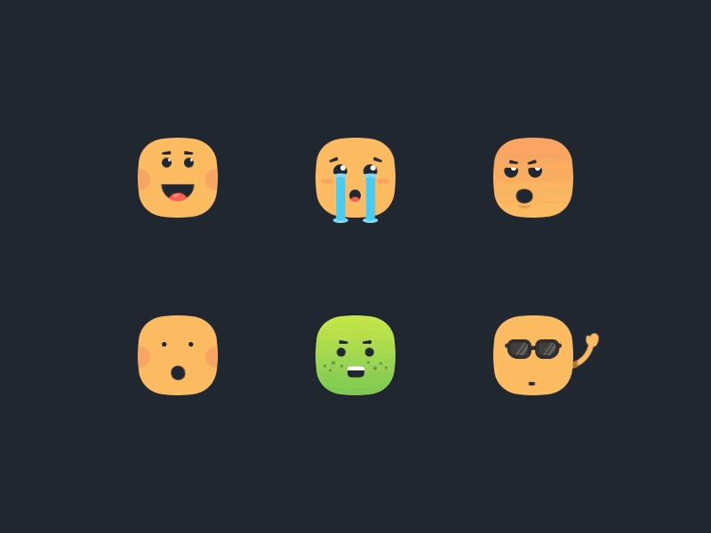 Animated Emojis amazed animation cry emojis emoticons expressions faces happy sad vomit