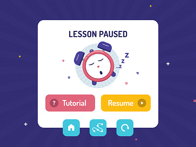 Lesson Paused - Modal clock colorful game modal pause ui