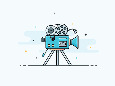Illustration - Movie Camera camera film illustration line movie oldschool outline vector video
