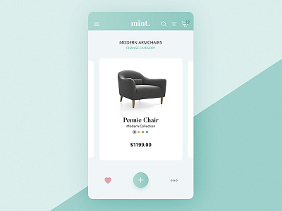 Mint - Modern Furniture Store App app basket chair colors ios list mint modern product slider tinder ui