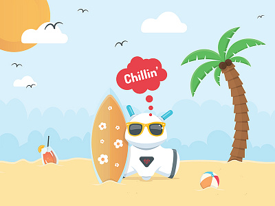 Photon - Chillin' ball beach droid fun juice kids palm photon robot startup sunglasses surfing