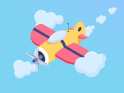Plane - Isometric Illustration aeroplane air cloud fly flying illustration plane