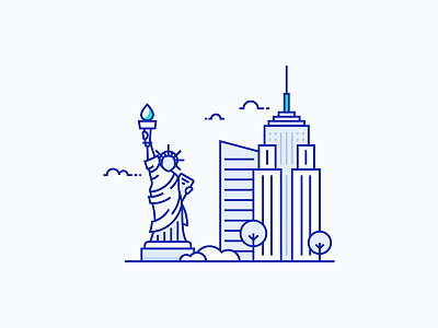 New York City Illustration america city illustration illustration art ny statue usa vector