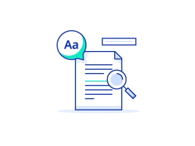 Document Icon Animation analyze text doc icon illustration magnifier motion design process research textual vector