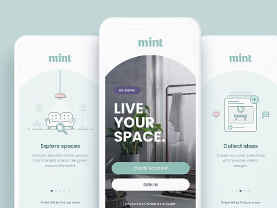 Mint - Home Design, Ideabook App Concept furniture app home home design house icon ideabook illustration ios mobile ui ux