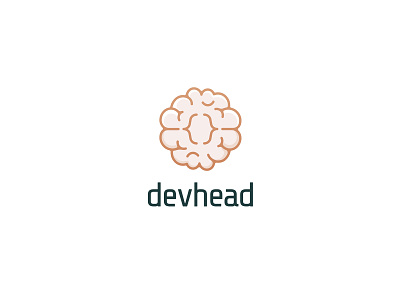 Devhead logo brackets brain branding code dev developer linear logo
