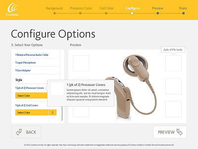 Cochlear: N6 Customizer - Options art direction creative direction kodis interactive web design website