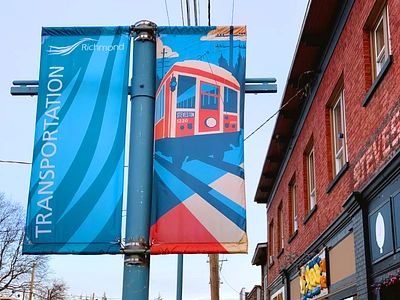 Steveston Tram Banner art banner banner design city branding civic pride design illustration richmond steveston streetcar tram travel poster