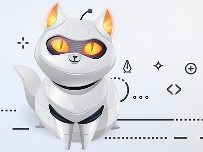 Cat bot bot cat glyphs grey icons illustration kitten orange