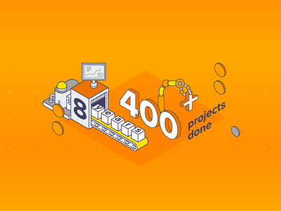 400+ Projects Done facebookad gradients isometric late.night orange promo typography