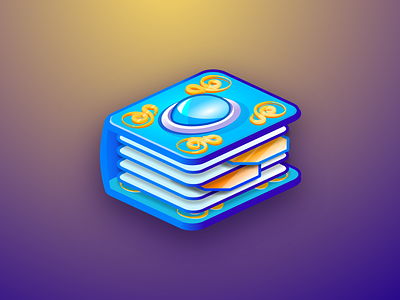 Magical Book blue book color gem icon illustration magic orange xara