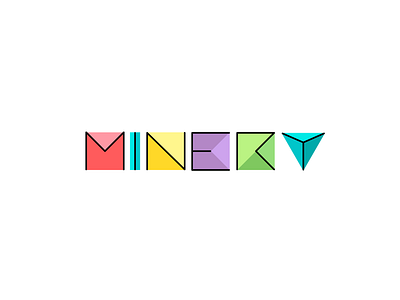 Minery Logo Process 2 blocks colours lines logo polygons simple square thin triangle