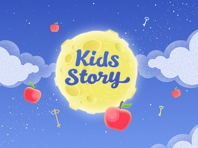 Kids Story apples children keys kids logo moon night story