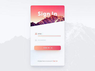 Sunrise Sign In gradient ios log in login material mobile mountains sierra sign in signin