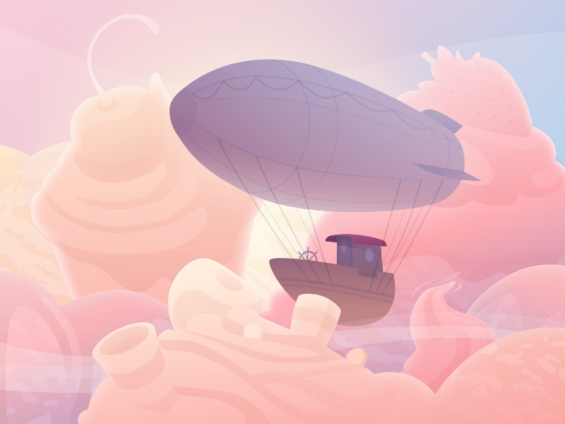 Sweet Clouds little prince animation sunrise sunset sky flying shapes clouds dream fly